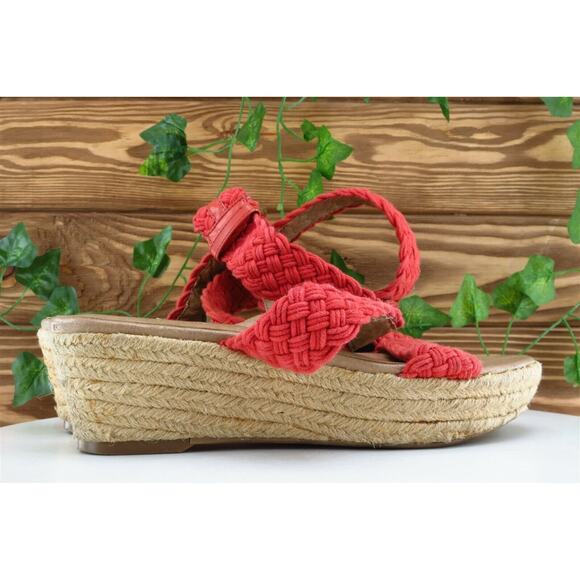 Jessica Simpson Sz 7.5 M‎ Orange Ankle Strap Fabric Women Sandals Leila - Picture 5 of 11